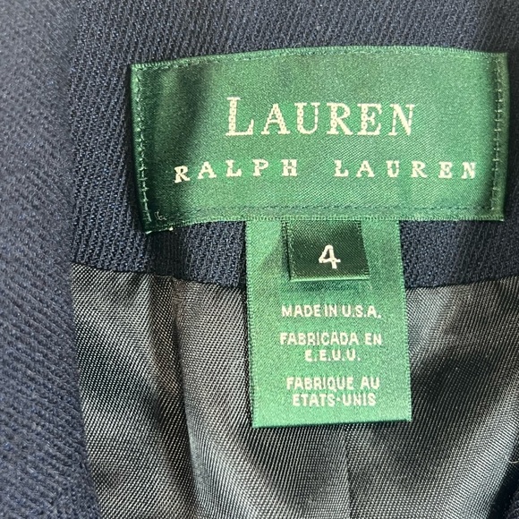 Women’s Ralph Lauren Size 4 USA Dark Blue Ornate Wool Blazer with Gold Buttons - Picture 5 of 11